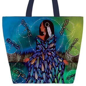 Zippered Canvas Tote Bag with Inside Pocket